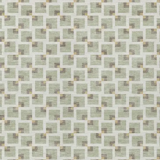 Green And Ivory Geometric Washable Indoor Outdoor Area Rug Photo 2