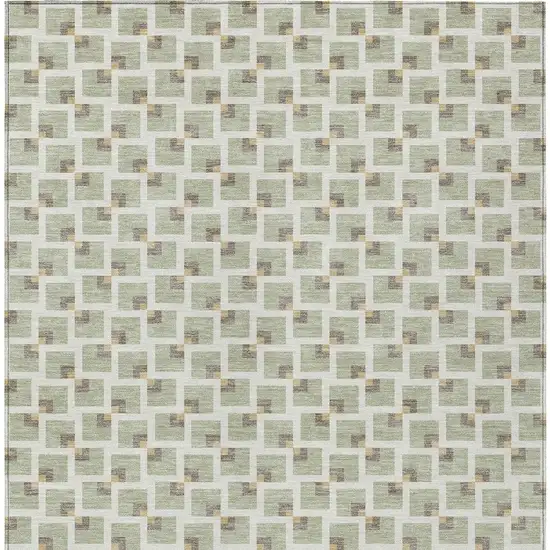 Green And Ivory Geometric Washable Indoor Outdoor Area Rug Photo 3
