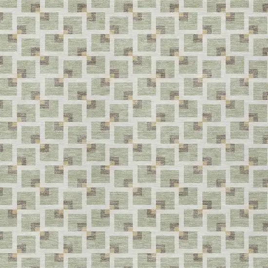 Green And Ivory Geometric Washable Indoor Outdoor Area Rug Photo 2