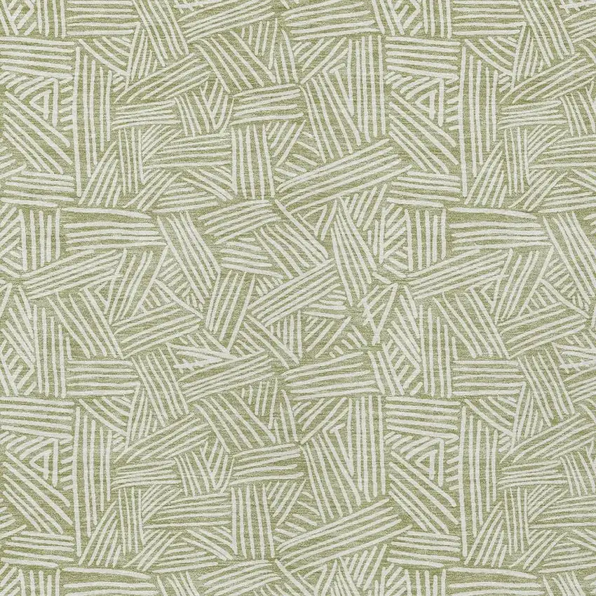 Green And Ivory Geometric Washable Indoor Outdoor Area Rug Photo 4