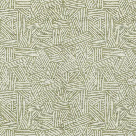 Green And Ivory Geometric Washable Indoor Outdoor Area Rug Photo 4