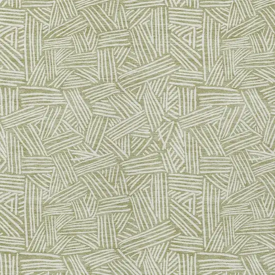 Green And Ivory Geometric Washable Indoor Outdoor Area Rug Photo 5