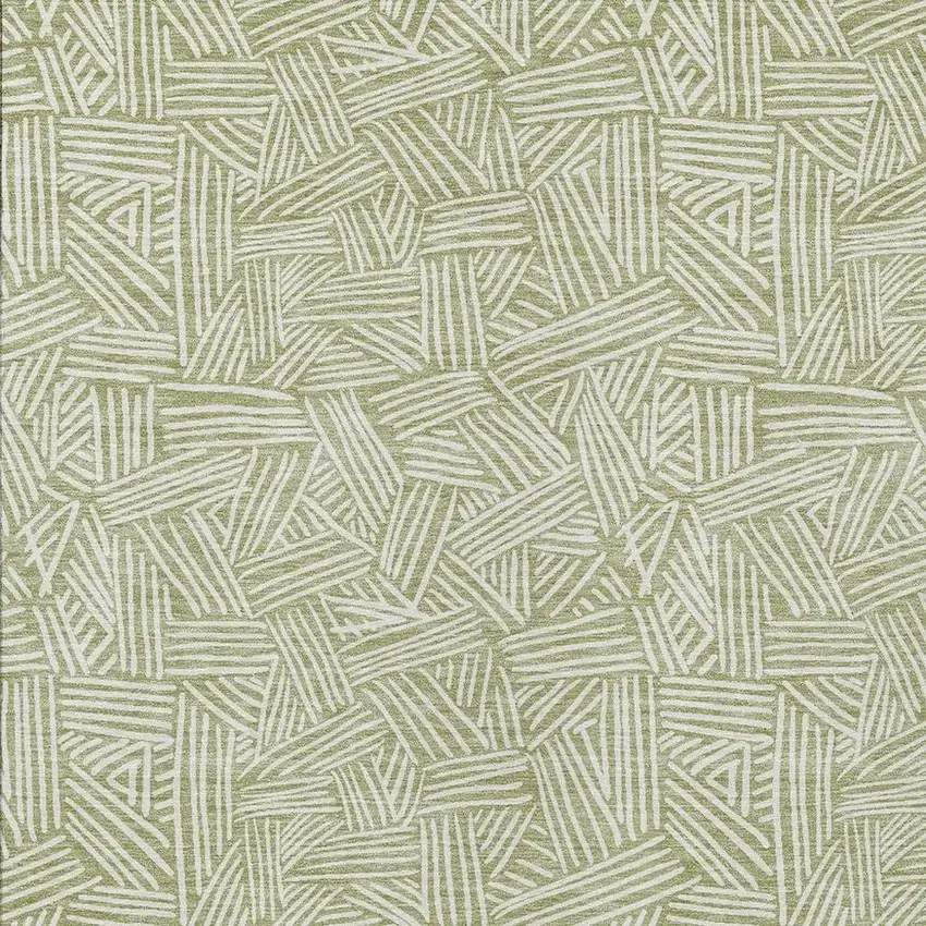Green And Ivory Geometric Washable Indoor Outdoor Area Rug Photo 3