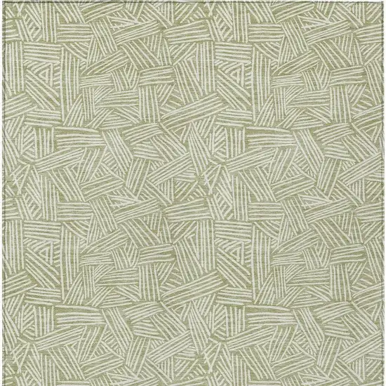 Green And Ivory Geometric Washable Indoor Outdoor Area Rug Photo 3