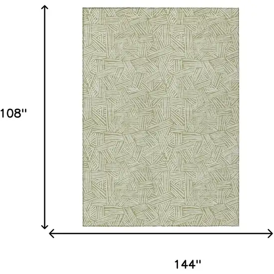 Green And Ivory Geometric Washable Indoor Outdoor Area Rug Photo 9