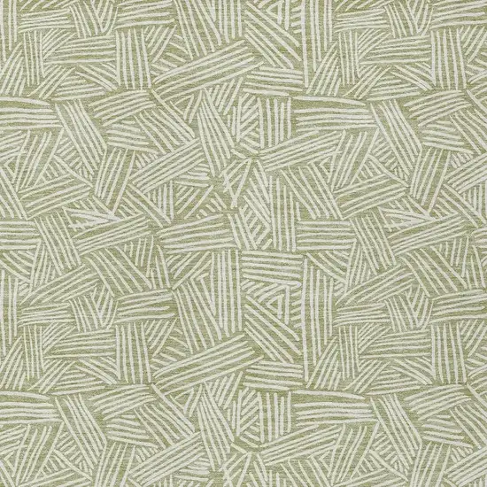 Green And Ivory Geometric Washable Indoor Outdoor Area Rug Photo 5