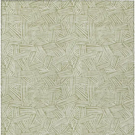 Green And Ivory Geometric Washable Indoor Outdoor Area Rug Photo 6