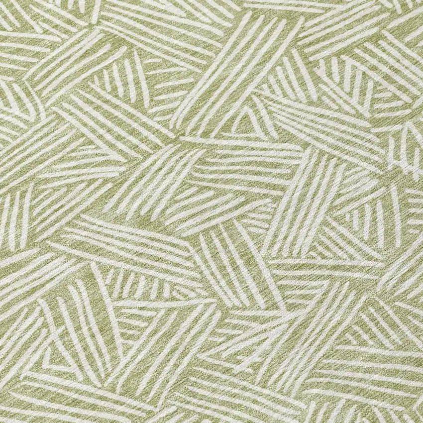 Green And Ivory Geometric Washable Indoor Outdoor Area Rug Photo 8