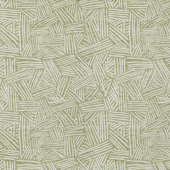 Green And Ivory Geometric Washable Indoor Outdoor Area Rug Photo 5