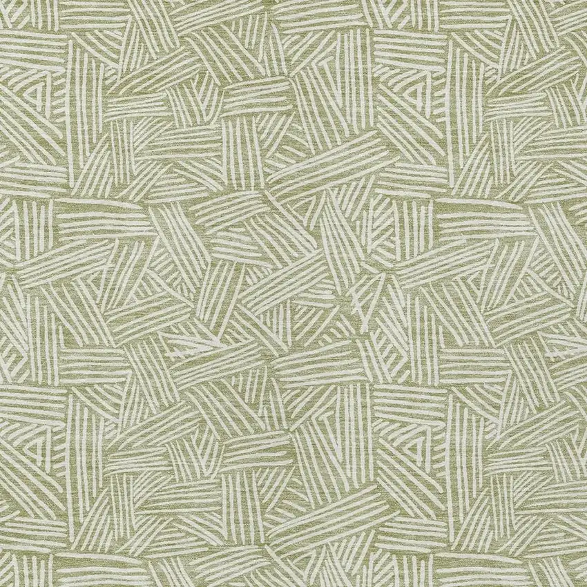 Green And Ivory Geometric Washable Indoor Outdoor Area Rug Photo 5