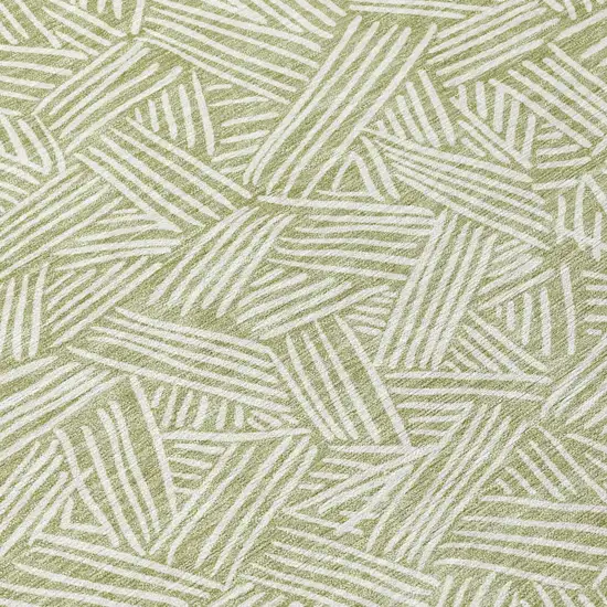 Green And Ivory Geometric Washable Indoor Outdoor Area Rug Photo 7