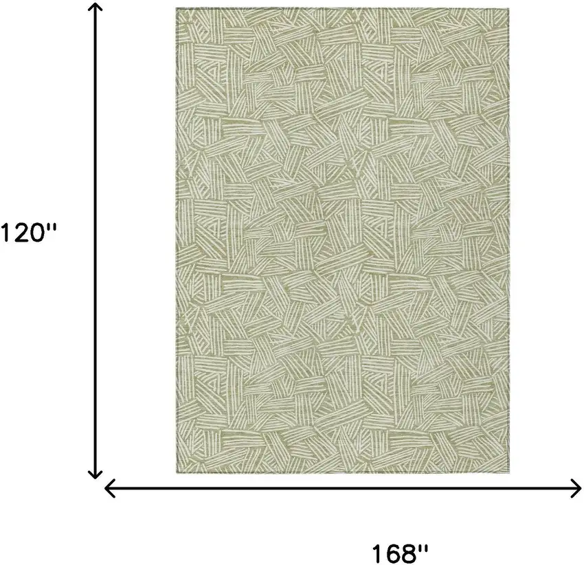 Green And Ivory Geometric Washable Indoor Outdoor Area Rug Photo 8