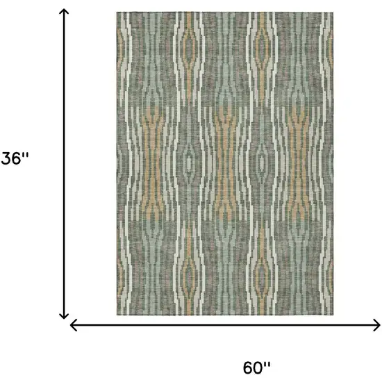 Green And Ivory Geometric Washable Indoor Outdoor Area Rug Photo 8