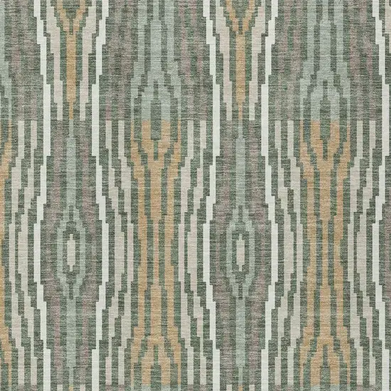 Green And Ivory Geometric Washable Indoor Outdoor Area Rug Photo 3