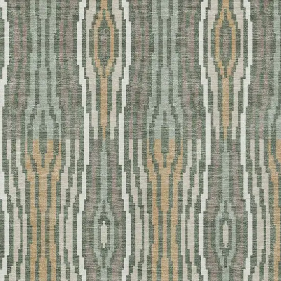 Green And Ivory Geometric Washable Indoor Outdoor Area Rug Photo 4