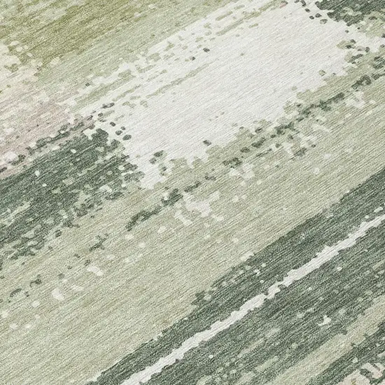 Green And Ivory Geometric Washable Indoor Outdoor Area Rug Photo 4