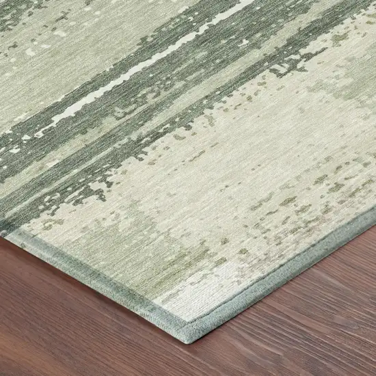 Green And Ivory Geometric Washable Indoor Outdoor Area Rug Photo 3