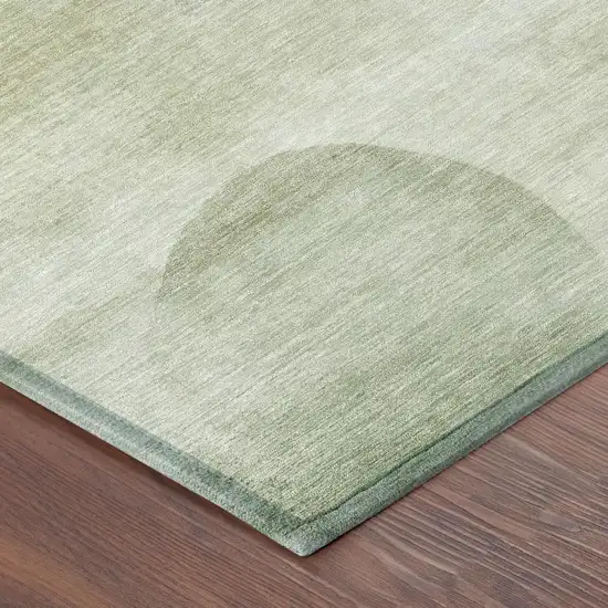 Green And Ivory Geometric Washable Indoor Outdoor Area Rug Photo 3