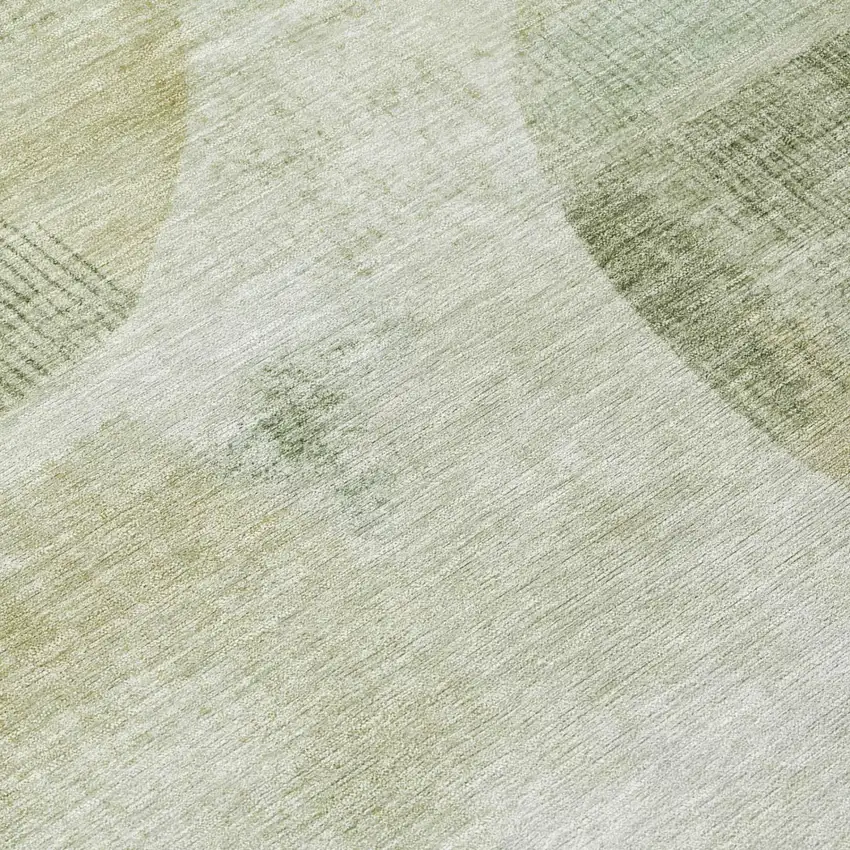 Green And Ivory Geometric Washable Indoor Outdoor Area Rug Photo 4