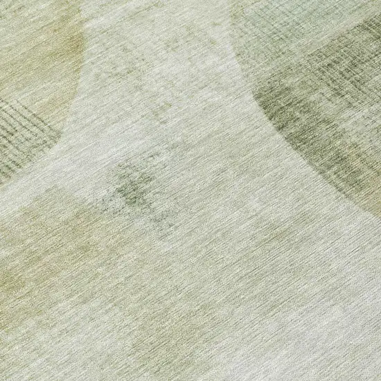 Green And Ivory Geometric Washable Indoor Outdoor Area Rug Photo 4