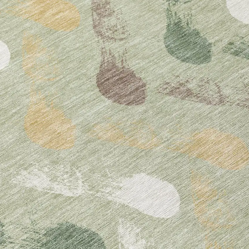 Green And Ivory Geometric Washable Indoor Outdoor Area Rug Photo 5