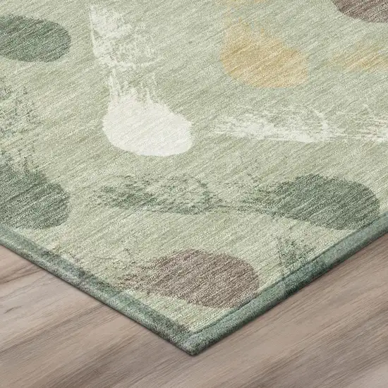 Green And Ivory Geometric Washable Indoor Outdoor Area Rug Photo 4