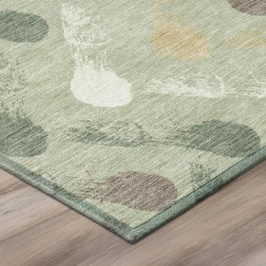 Green And Ivory Geometric Washable Indoor Outdoor Area Rug Photo 4