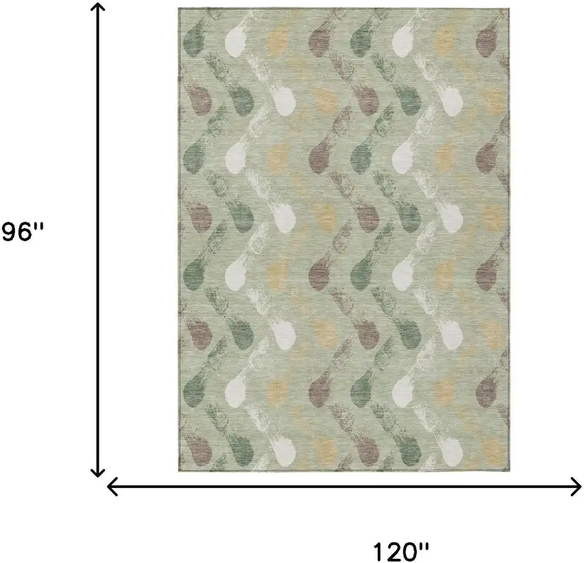 Green And Ivory Geometric Washable Indoor Outdoor Area Rug Photo 6