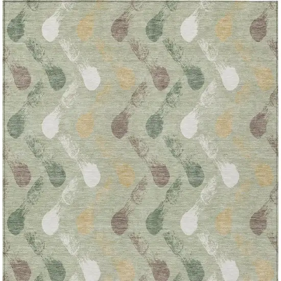 Green And Ivory Geometric Washable Indoor Outdoor Area Rug Photo 3
