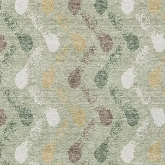 Green And Ivory Geometric Washable Indoor Outdoor Area Rug Photo 2