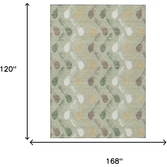 Green And Ivory Geometric Washable Indoor Outdoor Area Rug Photo 6
