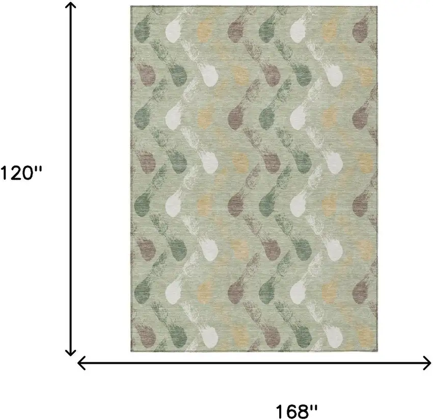 Green And Ivory Geometric Washable Indoor Outdoor Area Rug Photo 6