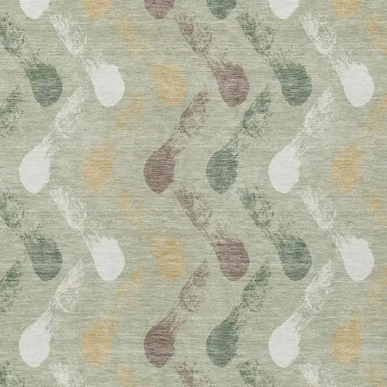Green And Ivory Geometric Washable Indoor Outdoor Area Rug Photo 2