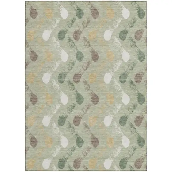 Green And Ivory Geometric Washable Indoor Outdoor Area Rug Photo 3