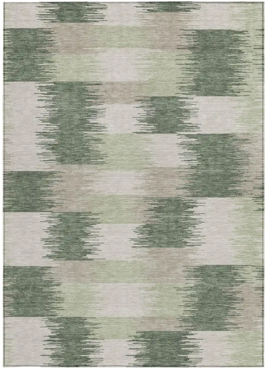 Green And Ivory Geometric Washable Indoor Outdoor Area Rug Photo 3