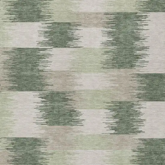 Green And Ivory Geometric Washable Indoor Outdoor Area Rug Photo 1
