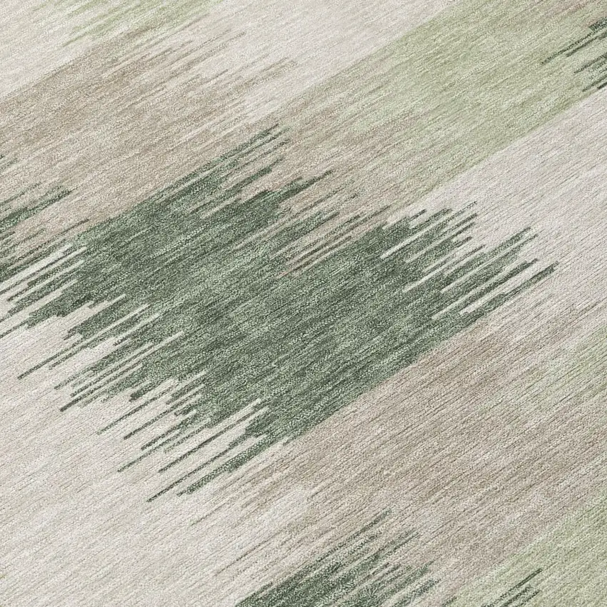 Green And Ivory Geometric Washable Indoor Outdoor Area Rug Photo 5