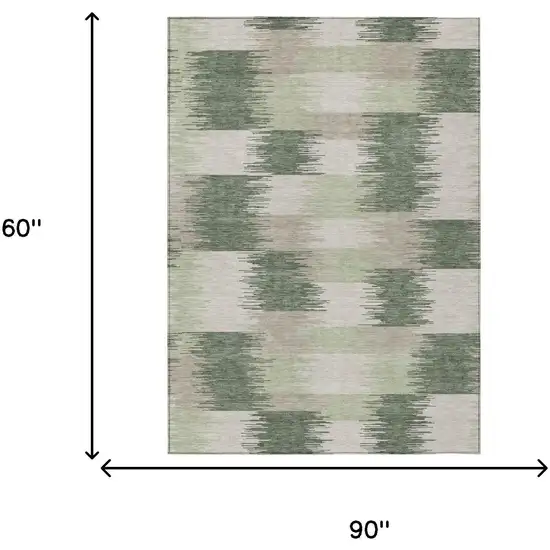 Green And Ivory Geometric Washable Indoor Outdoor Area Rug Photo 6