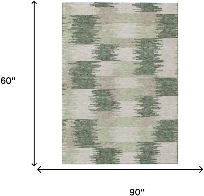 Green And Ivory Geometric Washable Indoor Outdoor Area Rug Photo 6