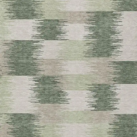 Green And Ivory Geometric Washable Indoor Outdoor Area Rug Photo 3
