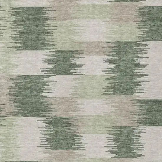 Green And Ivory Geometric Washable Indoor Outdoor Area Rug Photo 2