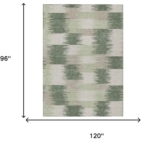 Green And Ivory Geometric Washable Indoor Outdoor Area Rug Photo 6