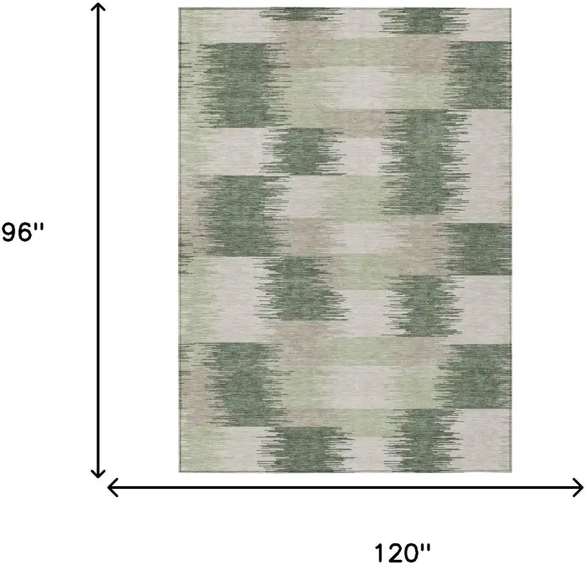 Green And Ivory Geometric Washable Indoor Outdoor Area Rug Photo 6