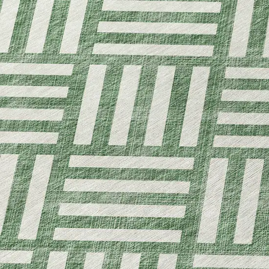 Green And Ivory Geometric Washable Indoor Outdoor Area Rug Photo 5