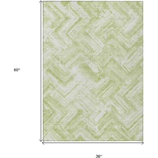 Green And Ivory Geometric Washable Indoor Outdoor Area Rug Photo 3