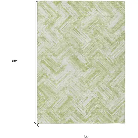 Green And Ivory Geometric Washable Indoor Outdoor Area Rug Photo 3