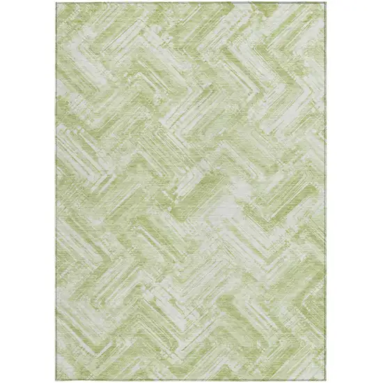 Green And Ivory Geometric Washable Indoor Outdoor Area Rug Photo 5