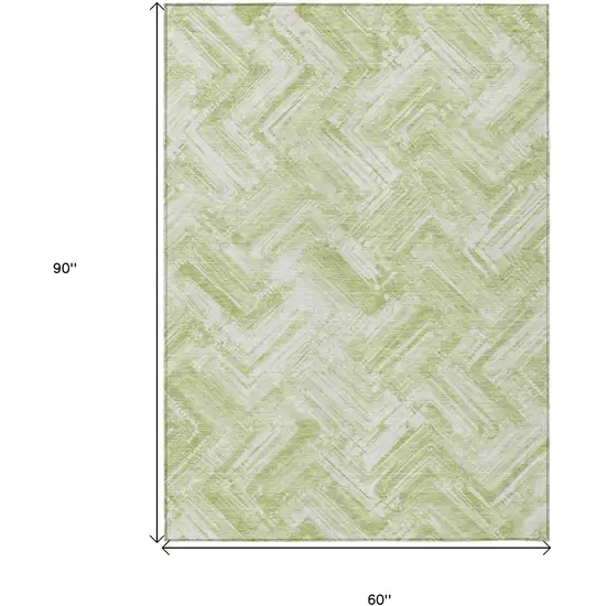 Green And Ivory Geometric Washable Indoor Outdoor Area Rug Photo 9