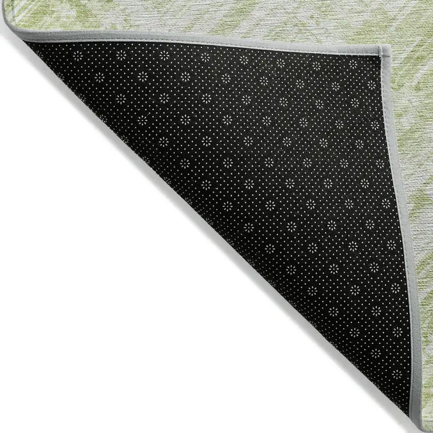 Green And Ivory Geometric Washable Indoor Outdoor Area Rug Photo 2
