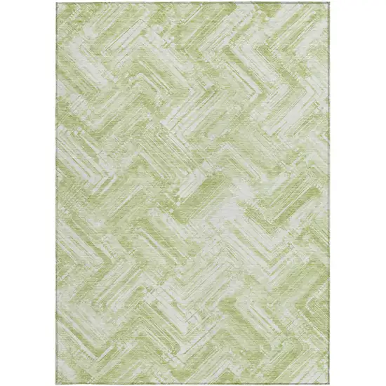 Green And Ivory Geometric Washable Indoor Outdoor Area Rug Photo 4